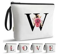 A-Z Bag Borsa per il trucco da ragazza, regalo per il suo compleanno, dolce signora, ideale per migliori amici, sorelle, studenti, bianco, A, Beauty case (W)