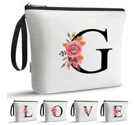 A-Z Bag Borsa per il trucco da ragazza, regalo per il suo compleanno, dolce signora, ideale per migliori amici, sorelle, studenti, bianco, A, Beauty case (G)