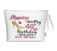 A-Z BAG Borsa per il trucco per il 16° compleanno, regalo per lei per il 16° compleanno, dolce regalo per 16 anni, ideale per migliori amici, sorelle, studenti, bianco, 16th, Beauty case (40 anni)