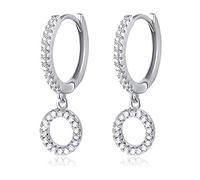 A-Z Orecchini a cerchio da donna a forma di iniziale, placcati in oro bianco 14 K, con zirconia cubica, 26 lettere, regalo per lei e 14K oro bianco placcato, colore: O, cod. SLW0164-O
