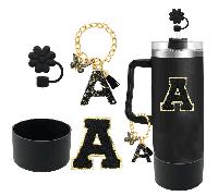 A-Z Set di 4 accessori per tazza da 30-40 once - Set di accessori, 1 ciondolo con lettera A, 1 base protettiva in silicone per tazza, 1 adesivo con lettera per tazza, regali a sorpresa per le festivit
