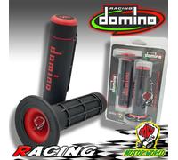 COPPIA MANOPOLE CHIUSE DOMINO NERO/ROSSO UNIVERSALI MOTO /CROSS / ENDURO L.118mm