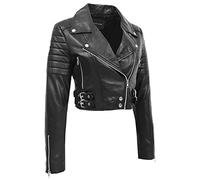 A1 Fashion Goods - Bolero da donna, in pelle, con maniche corte e bustier ASSTD, colori Erika, Nero , 42