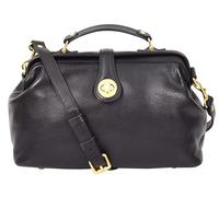 A1 FASHION GOODS Borsa da donna in pelle pieno fiore con manico superiore con cornice Gladstone Bag Chiara, Nero , Medium