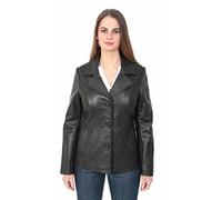 A1 FASHION GOODS Giacca da donna in pelle aderente classica lunghezza fianchi donna Judy nero, Nero , 12