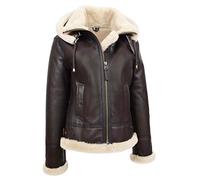 A1 FASHION GOODS Giacca da donna in vera pelle di pecora con cappuccio marrone Shearling B3 Pilot Aviator Coat - Maria Marrone 48