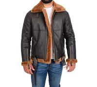 A1 FASHION GOODS Giacca volante da uomo in vera pelle di pecora WW2 RAF Bomber B3 Aviator Brown Ginger Shearling Coat Tornado, Marrone, L