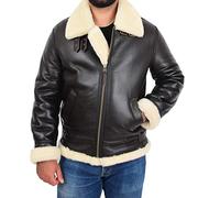 A1 FASHION GOODS Giacca volante in pelle di pecora genuina per gli uomini B3 Bomber Aviator Pilots Shearling Cappotto Tuono, Marrone/bianco., L