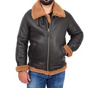 A1 FASHION GOODS Giacca volante in pelle di pecora genuina per gli uomini B3 Bomber Aviator Pilots Shearling Cappotto Tuono, Marrone/Zenzero, M