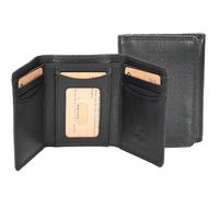 A1 FASHION GOODS John - Portafoglio da uomo in pelle a tre ante, sottile, con finestra per identificazione RFID, scomparti multipli per carte di credito, in confezione regalo, Nero , Tri-fold