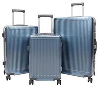 A1 FASHION GOODS Metatron Hardside Spinner Bagaglio 8 Ruote Dual TSA Latch Telaio Metallo Valigia Blu, Blu, Full Set of All 3 Sizes, Bagaglio Hardside su Ruote
