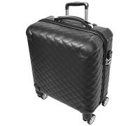 A1 FASHION GOODS Pilot Case Diamond - Borsa da viaggio in similpelle trapuntata a 8 ruote, formato cabina, Nero , Carry-on 18 inches, Valigetta pilota con ruote girevoli