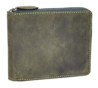 A1 FASHION GOODS Portafoglio da uomo in vera pelle Hunter con cerniera intorno nuovo con scatola regalo RFID Safe Aramac, Verde, Medium L:11.0 x W:2.0 x H:10.0 cm, Portafoglio uomo in pelle