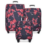 A1 FASHION GOODS Quattro ruote Soft Shell valigia leggera espandibile bagagli borse da viaggio stampa floreale blu navy, Marina Militare, Full Set of 3 Sizes, Valigia
