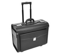 A1 FASHION GOODS Rolling Pilot - Valigetta in ecopelle nera per viaggi d'affari, dimensioni cabina, bagaglio con ruote e treno, Nero , Cabin, Caso pilota