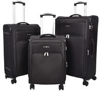 A1 FASHION GOODS Ultra leggero valigie espandibili morbide 8 ruote bagagli borse da viaggio Cuba, Nero , Set intero, Valigia