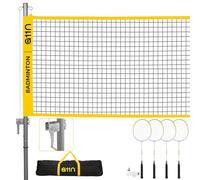 A11N - Set da Badminton Portatile, Include Rete, 4 Racchette, 2 volani e Borsa per Il Trasporto, per Cortile, Spiaggia e Parco