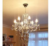 A1A9 Candlestick - Lampadario in cristallo K9, trasparente, con 6 luci, per sala da pranzo, soggiorno, corridoio, scale, dimensioni: diametro 60 cm, altezza 60 cm, catena 60 cm
