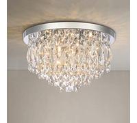 A1A9 Plafoniere moderne con lampadari in cristallo, luci da incasso in cristallo cromato K9, lampada a sospensione a LED rotonda per soggiorno, sala da pranzo, camera da letto (D40cm)