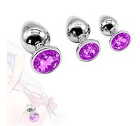 A1D- Giocattolo in Acciaio Inossidabile Decorato Con Diamanti Viola in 3 Pezzi Impareggiabili Ṕlūg Ḁnàli Ḁnàlé Ḅūṱṱ Ṕlūg ḀnâlêŜêx Pîccólo Dilàtâtore Ânâls Dónna Ḁmǎl Ṕļūgs Plây Ṕlūg Ânâlṕlūg Tóy