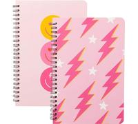 A1DIEE 2 taccuino A5 Preppy con rilegatura a spirale Groovy Hippie Spiral Blocco note a spirale, taccuino Lightning rosa, taccuino ad anelli, diario per ufficio, regali per ragazze e donne