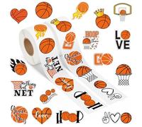 A1diee Etichette adesive a forma di pallacanestro, 1000 pezzi, palline sportive, ricompensa per il giorno del gioco, forniture sportive a tema palla per feste di compleanno, bomboniere, regali per