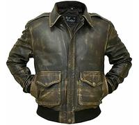 A2 Aviator Flying Tiger WWII Flight Aviator Bomber Jacket-Uomo in vera pelle Aviator Pilot Bomber Jacket-Vintage Bomber in pelle, G1 Bomber Giacca in Pelle Nera Snuff, L