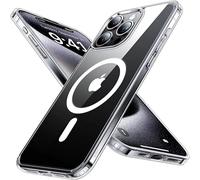 A2ONE Stuff Custodia per iPhone 15 Pro Max MagSafe compatibile in PC e TPU trasparente con magneti integrati e bordi rialzati per proteggere la custodia della fotocamera per iPhone 15 Pro Max - 6,7