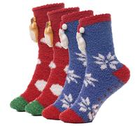 A2Z 2 Confezione Donna Calzini 3D Viso Natale Novità Antiscivolo Natalizi