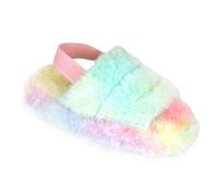 A2Z 4 Bambini Ragazza Ragazzi Ciabatte Pelliccia Trapuntato Slider - SLPR AZ32040 Rainbow 11/12 UK Ch