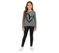A2Z 4 Kids Bambine T Shirt Leggings Cuore Completo - Heart Set Charcoal 7-8