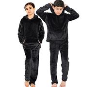 A2Z 4 Kids Bambini Caldo Vello Twosie con Cappuccio Pigiama - Pjs 215 Black 11-12