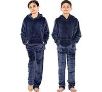 A2Z 4 Kids Bambini Caldo Vello Twosie con Cappuccio Pigiama - Pjs 215 Navy 11-12