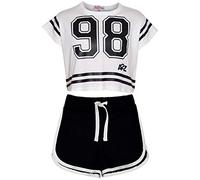 A2Z 4 Kids Bambini Ragazze 98 Crop Top & Shorts Set Yoga Abbigliamento - Crop 98 Shorts Set White 9-10