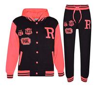 A2Z 4 Kids Bambini Ragazze Ragazzi Baseball Tuta - T.S Baseball Fox Black & Neon Pink 11-12