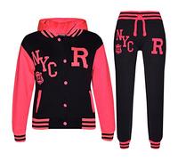 A2Z 4 Kids Bambini Ragazze Ragazzi Baseball Tuta - T.S Baseball NYC Black & Neon Pink 3-4