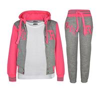 A2Z 4 Kids Bambini Ragazze Ragazzi Baseball Tuta - T.S Baseball NYC Grey & Neon Pink 9-10