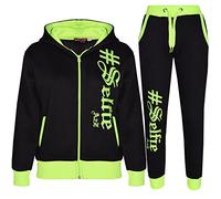A2Z 4 Kids Bambini Tuta Ragazzi Ragazze Progettista Nero & Neon Verde #SELFIE - T.S Selfie 002 Black & Neon Green.9-10