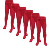 A2Z 4 Kids Collant scolastici per uniforme da ragazza, in cotone, confezione da 6, caldi, morbidi e resistenti, per una comoda scuola, Rosso, 7-8 Years
