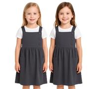 A2Z 4 Kids Confezione da 2 vestiti per uniforme scolastica da bambina, morbidi, comodi, leggeri, per la scuola, età 3-14 anni, Grigio, 3-4 Anni