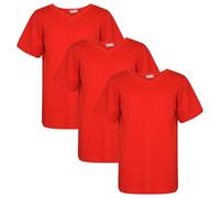 A2Z 4 Kids Confezione da 3 magliette basic per ragazze e ragazzi, a maniche corte, scollo rotondo, stile casual, alla moda, 100% cotone, per bambini dai 2 ai 13 anni, Rosso, 7-8 Anni