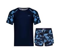 A2Z 4 Kids Costume da bagno a due pezzi per ragazze e ragazzi, con top e pantaloncini, Blu mimetico., 9-10 Years, Costume da