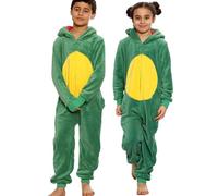 A2Z 4 Kids Costume da dinosauro per ragazze e ragazzi, tuta a tema dinosauro, tuta in morbido pile felpato, tutina con cappuccio, per presepe, cosplay, pigiama natalizio per bambini dai 3 ai 13 anni
