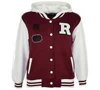 A2Z 4 Kids® Giacca con cappuccio per bambine R Fashion NYC FOX baseball Varsity con cappuccio, età 2 - 13 anni rosso Wine