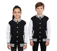 A2Z 4 Kids Giacca da baseball a contrasto Stile universitario Cappotto B.B Colletto - B.B Plain Jacket Black 9-10