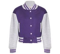 A2Z 4 Kids Giacca da baseball a contrasto Stile universitario Cappotto B.B Colletto - B.B Plain Jacket Purple & Grey 7-8