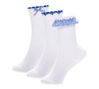 A2Z 4 Kids Ragazze 3 Pack Calzini Alla Caviglia In Gingham Con Pizzo E Fiocco