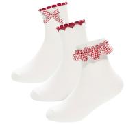 A2Z 4 Kids Ragazze 3 Pack Calzini Alla Caviglia In Gingham Con Pizzo E Fiocco