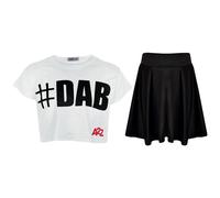 A2Z 4 Kids Ragazze Crop Top #Dab Elegante Floss Bianco Top Set Gonna Età 5-13