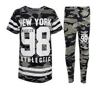 A2Z 4 Kids Ragazze NEW YORK BROOKLYN 98 ATHLECTIC Camouflage Stampare - Camo Set Charcoal 9-10